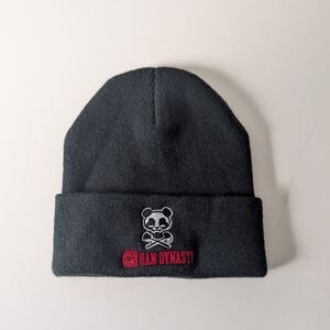 Han Dynasty panda skull black beanie Sichuan Restaurant NWOT